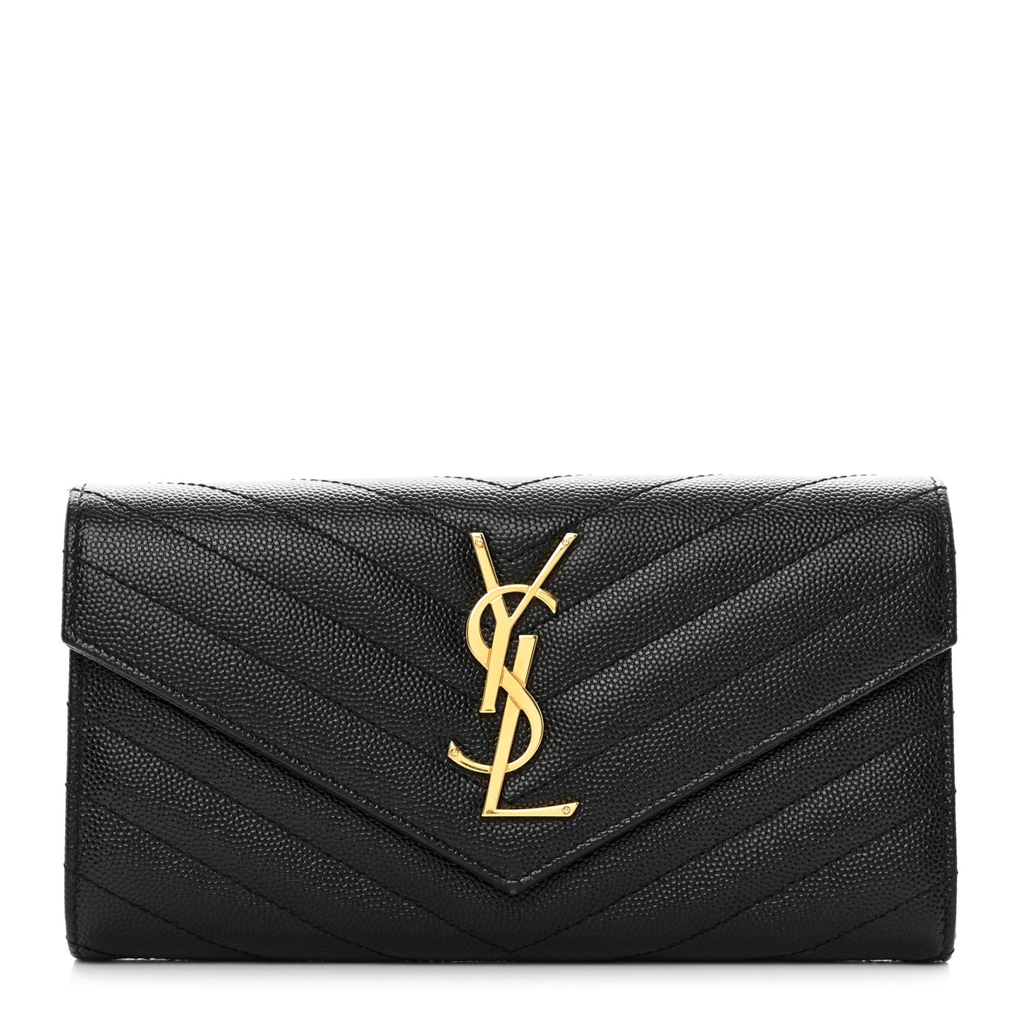 Grain De Poudre Matelasse Chevron Monogram Flap Wallet Black