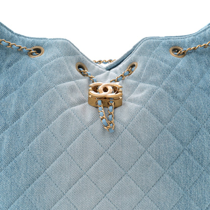 Chanel Washed Denim Quilted Medium Chanel 25 Handbag Blue 9 of 11