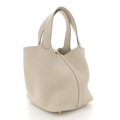 Hermes Taurillon Clemence Picotin Lock 22 MM Beton 3 of 10