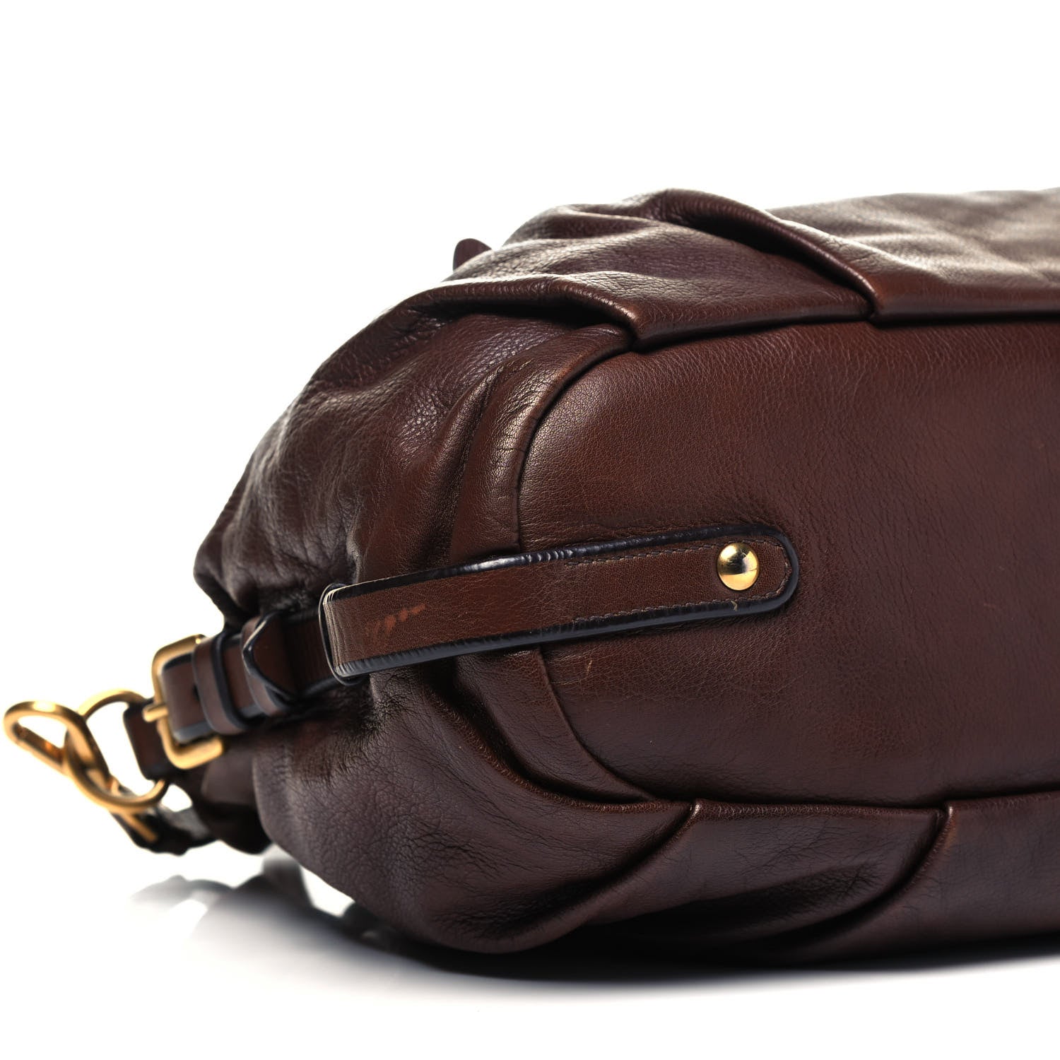 Prada Soft Calf Pleated Hobo Nocciolo 6 of 11