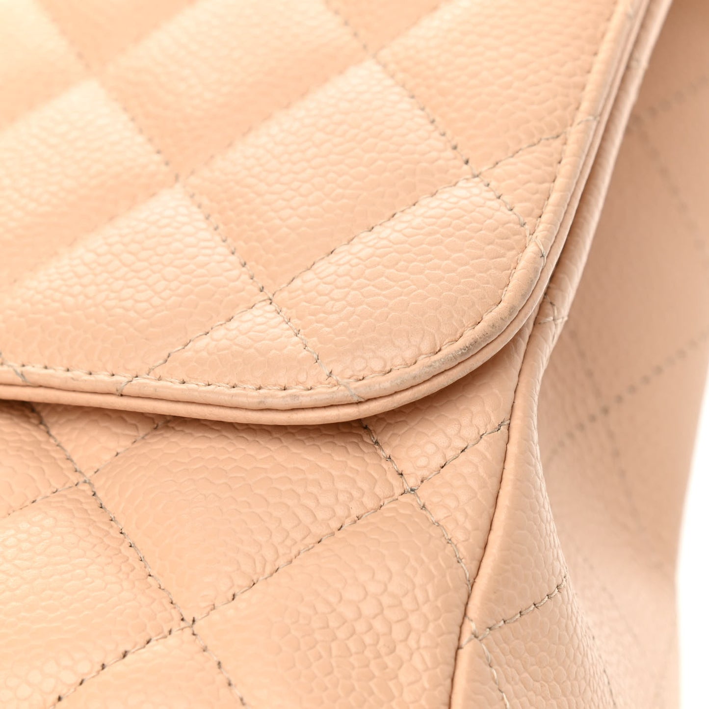 Caviar Quilted Jumbo Single Flap Beige