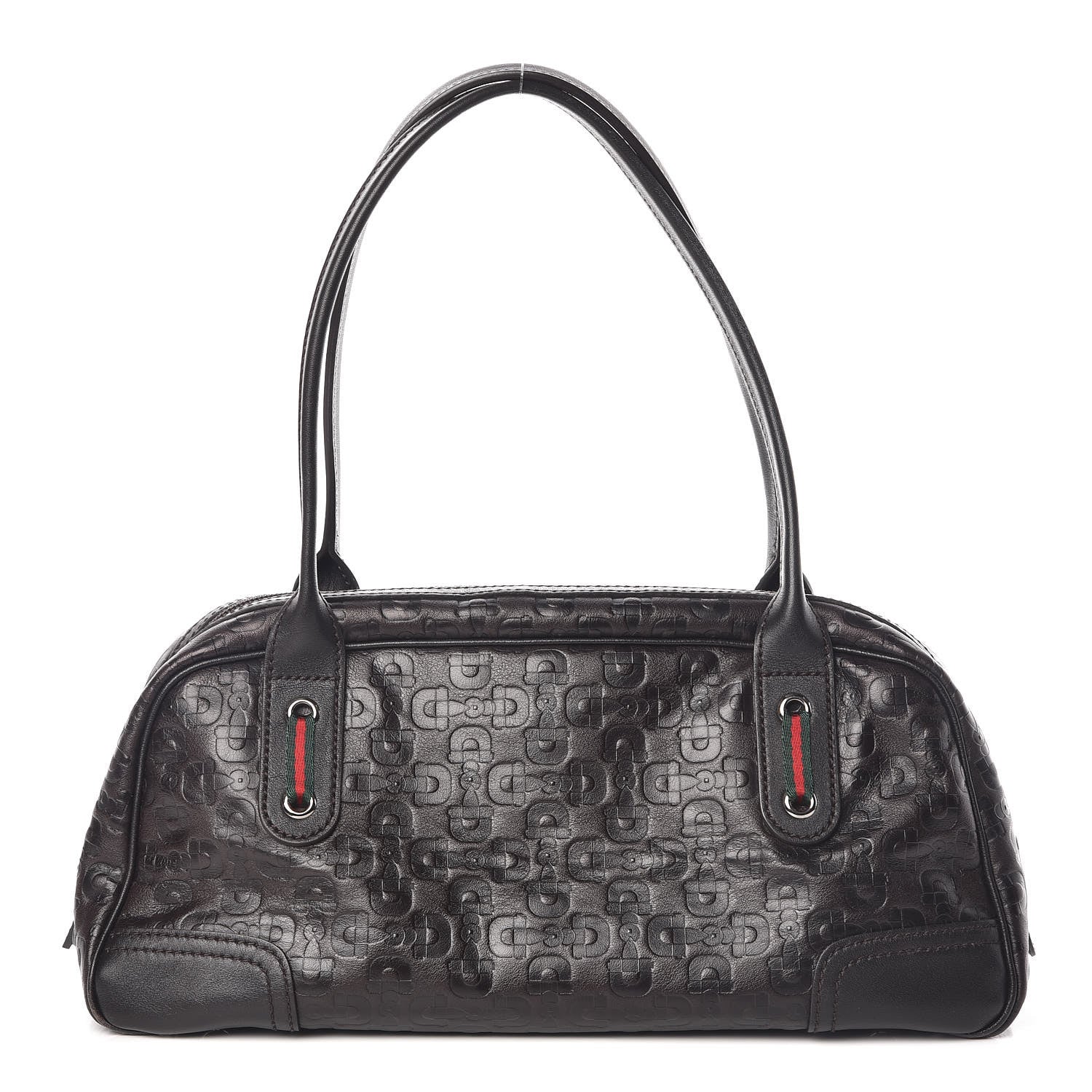 Gucci Calfskin Horsebit Embossed Princy Boston Black 1 of 9