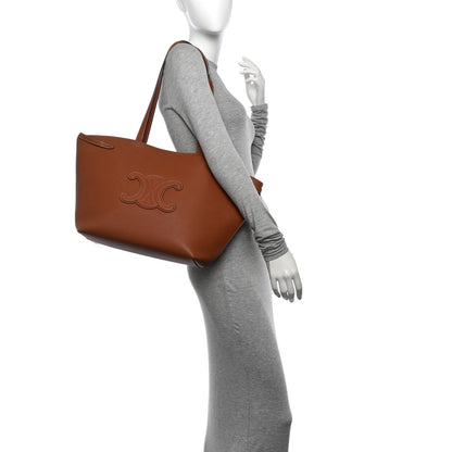 Celine Grained Calfskin Triomphe Medium Cabas Anais Tan 2 of 10