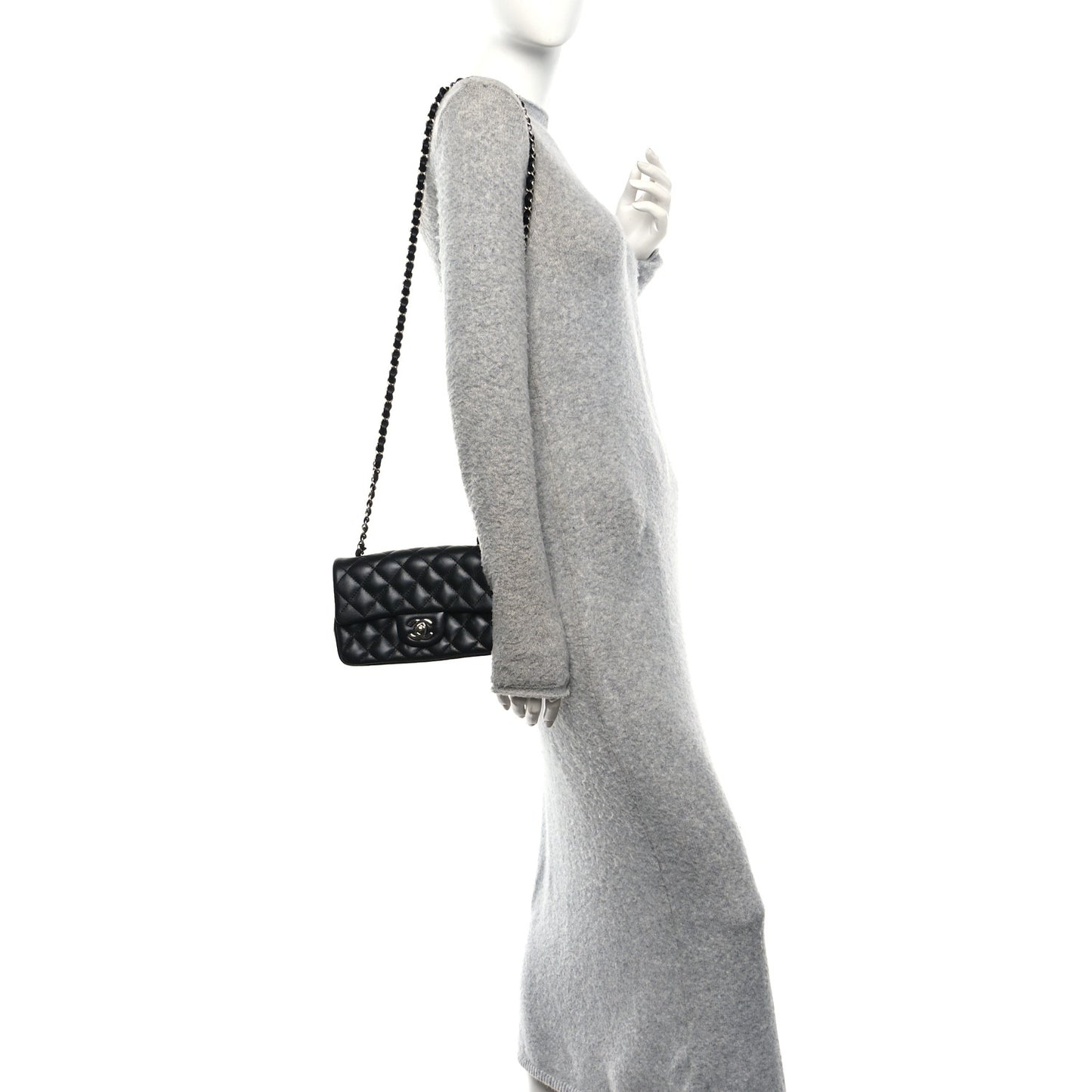 Lambskin Quilted Mini Rectangular Flap Black