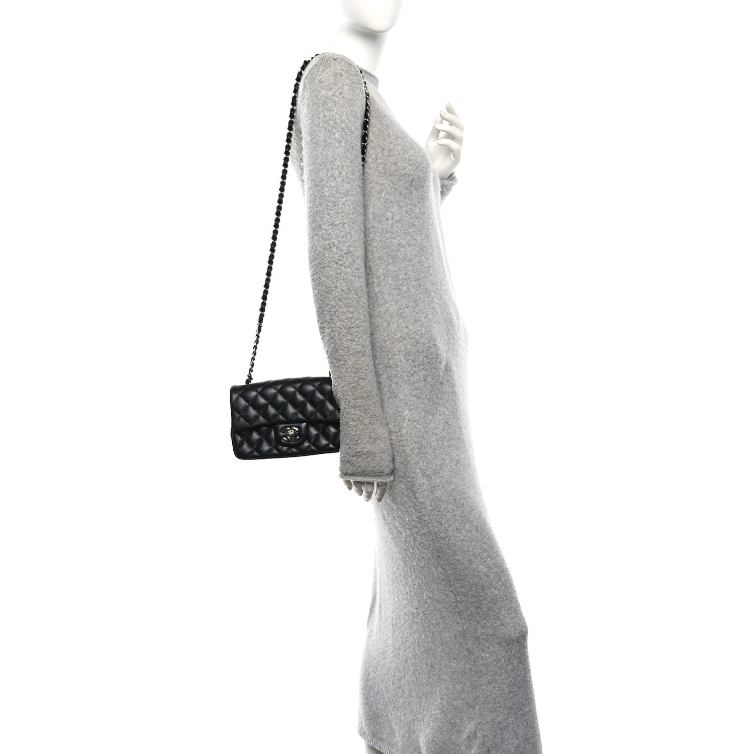 Chanel Lambskin Quilted Mini Rectangular Flap Black 2 of 11