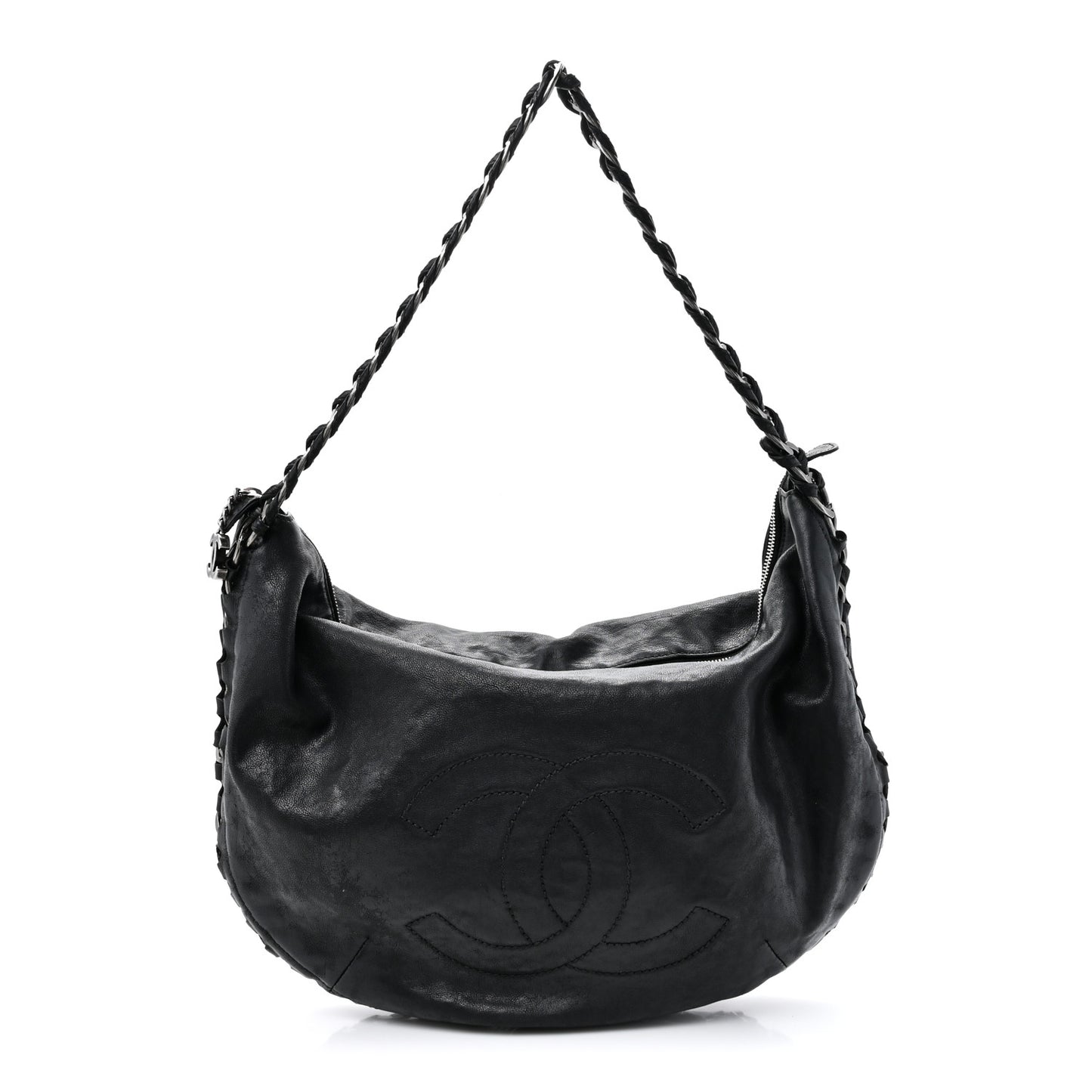 Calfskin Modern Chain Hobo Black