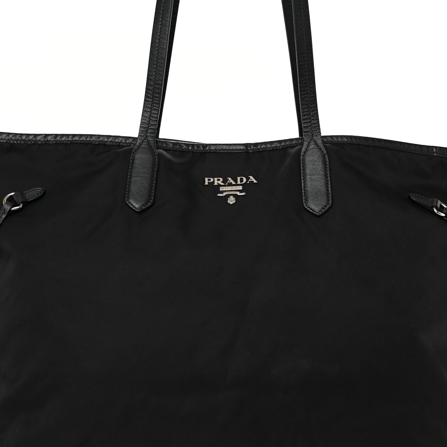 Tessuto Nylon Saffiano Shopping Tote Black