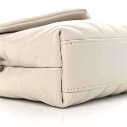 Saint Laurent Calfskin Y Quilted Monogram Toy Loulou Crossbody Bag Ivory 8 of 10