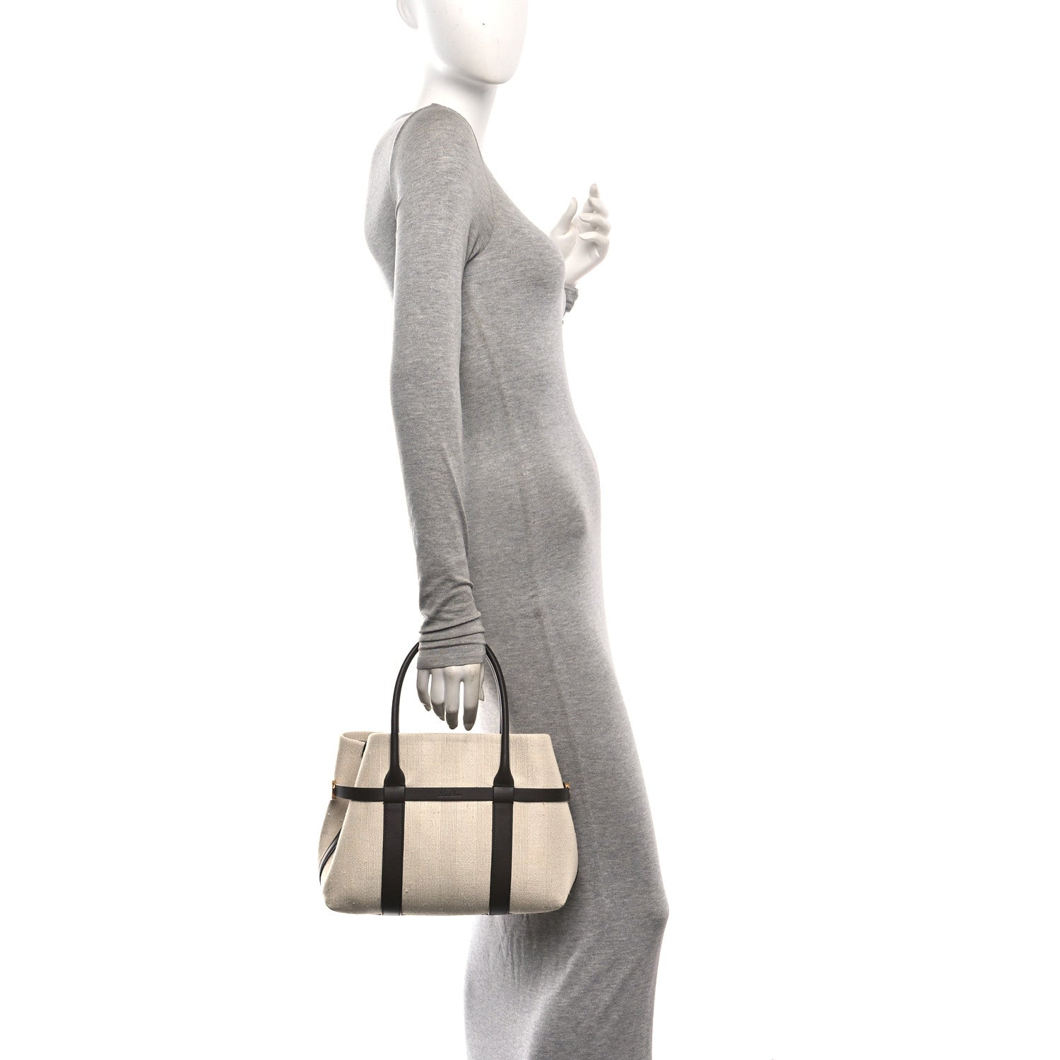 Loro Piana Silk Calfskin Small Ghiera Shopper Tote Milk Amber Dark Chocolate Licorice 2 of 10