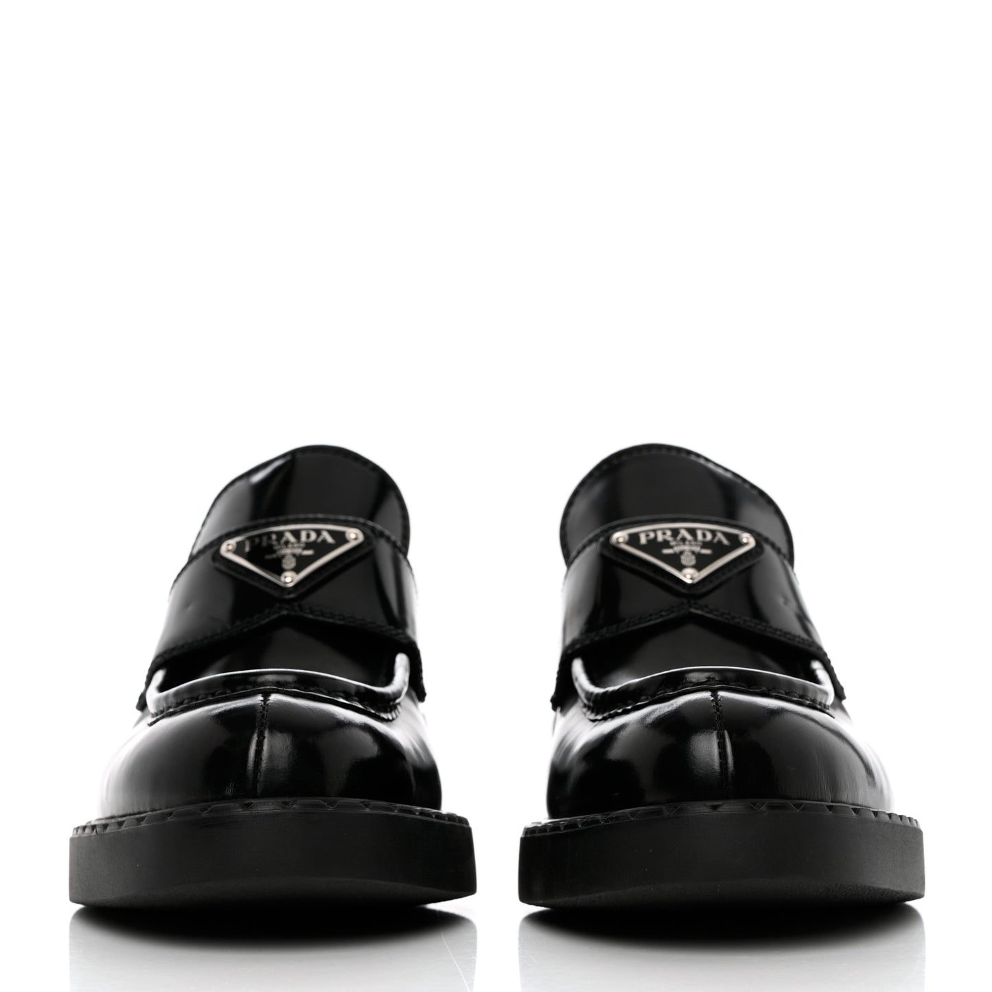 Spazzolato Metal Triangle Logo 50mm Loafers 37 Black