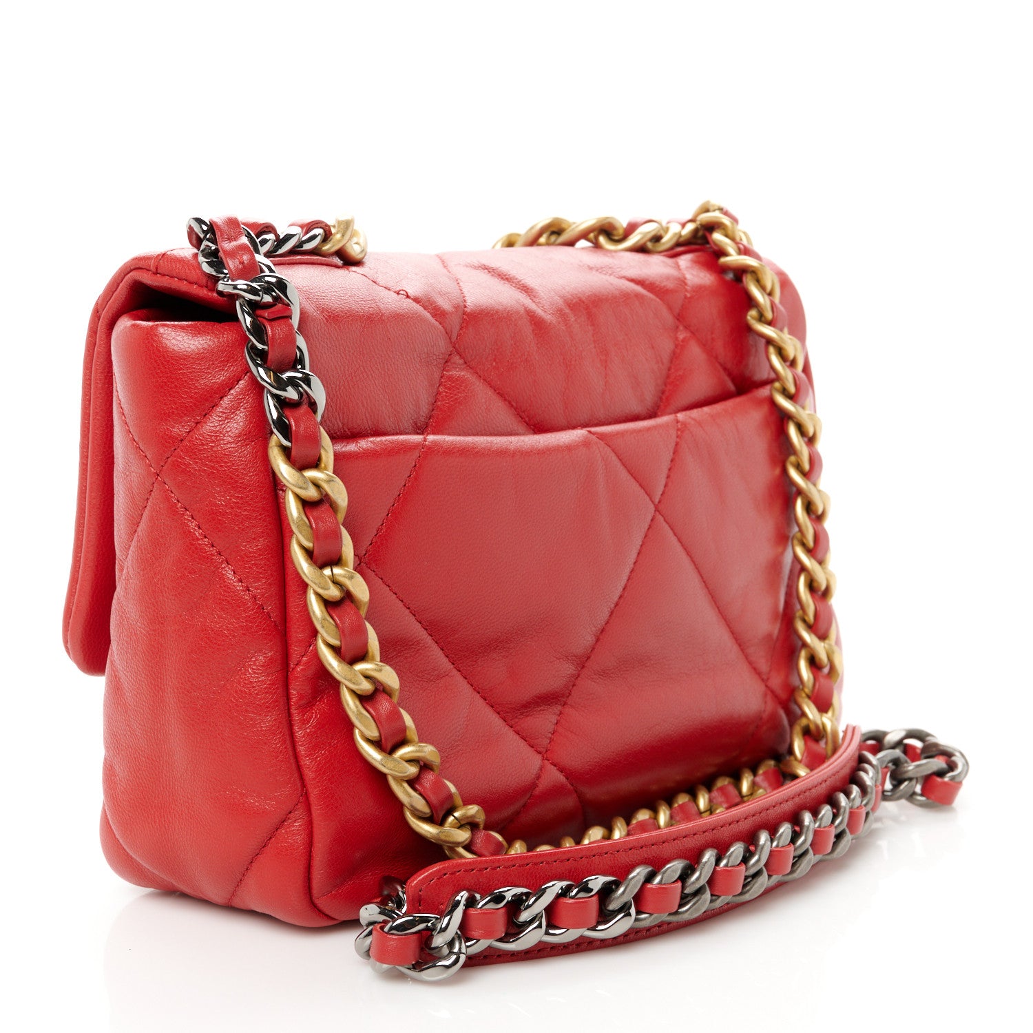 Chanel Goatskin Quilted Medium Chanel 19 Flap Red 3 of 10