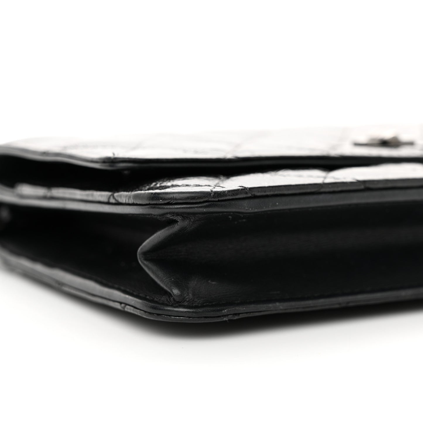 Glazed Aged Calfskin Reissue Wallet On Chain WOC Black