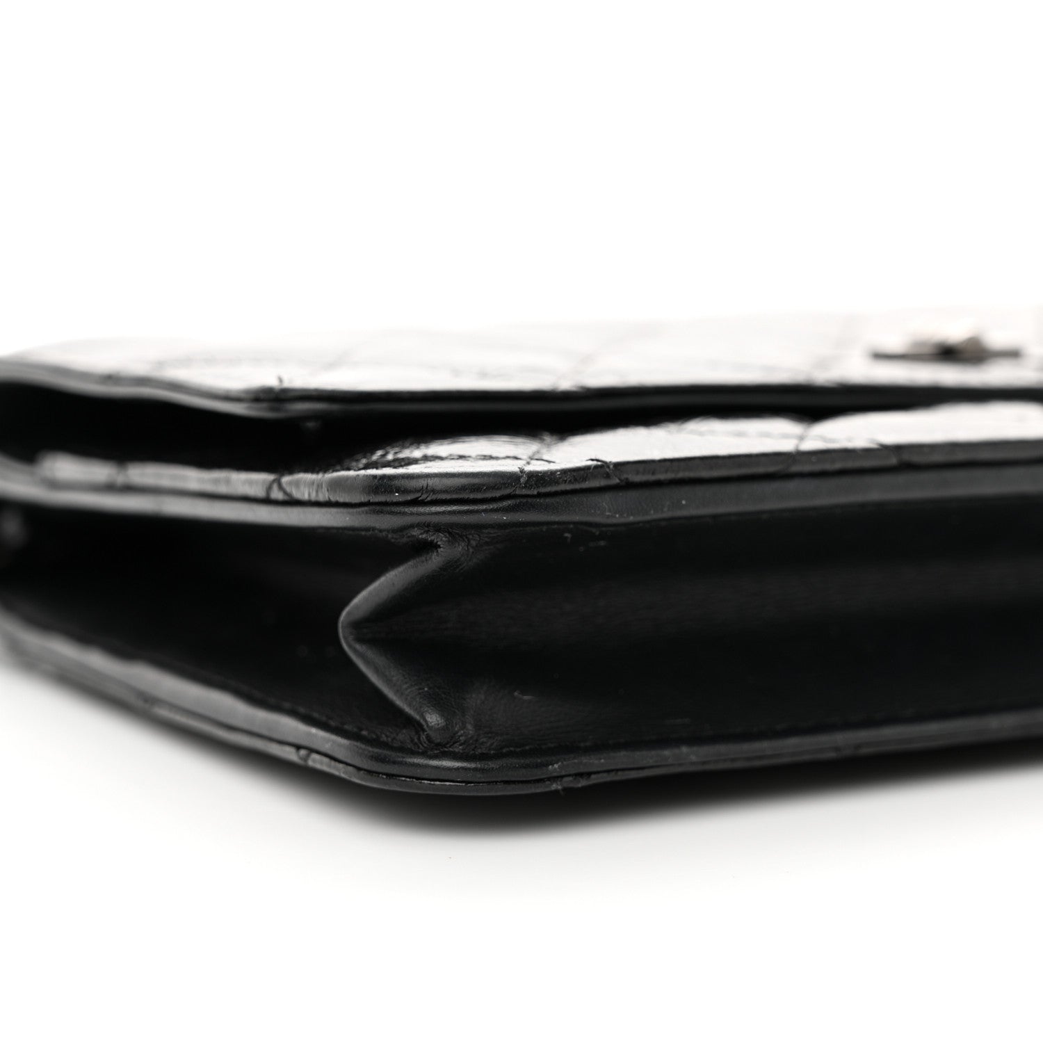 Chanel Glazed Aged Calfskin Reissue Wallet On Chain WOC Black 10 of 13