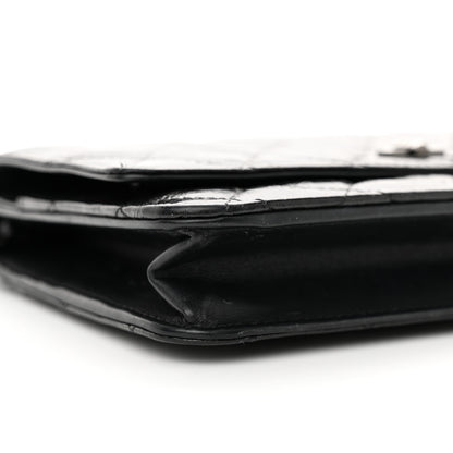 Chanel Glazed Aged Calfskin Reissue Wallet On Chain WOC Black 10 of 13