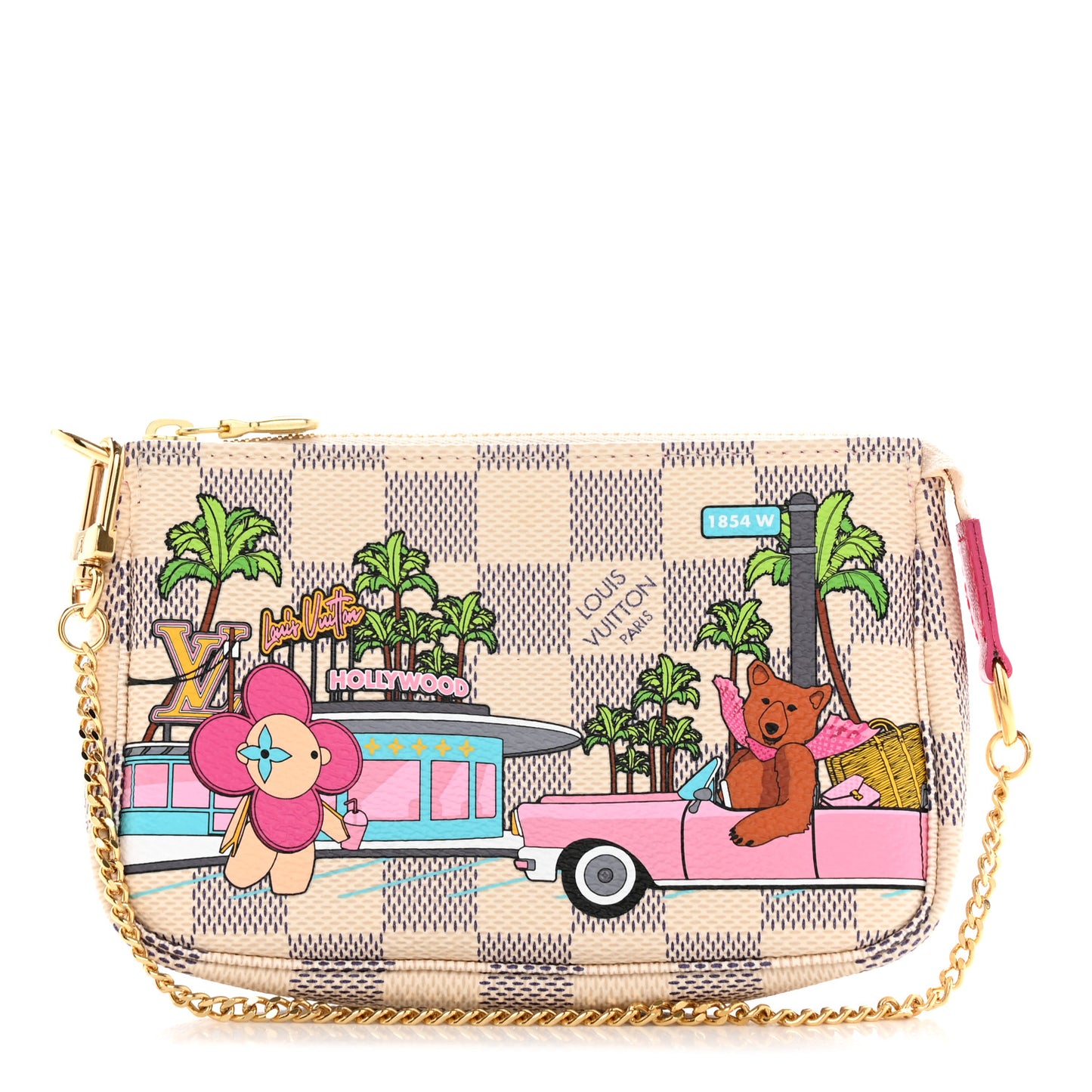 Damier Azur 2021 Christmas Animation Hollywood Mini Pochette Accessories Fuchsia