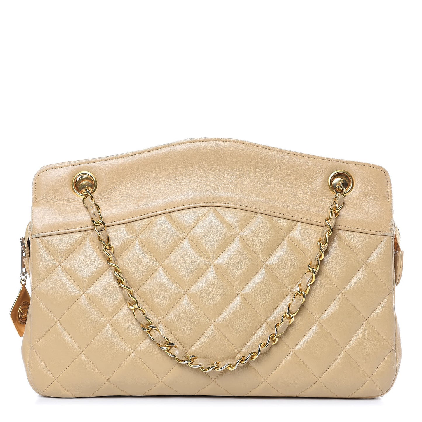 Lambskin Quilted Shoulder Bag Beige