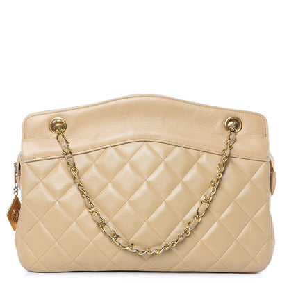 Chanel Lambskin Quilted Shoulder Bag Beige 1 of 17