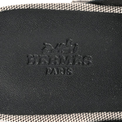 Hermes H Canvas Calfskin Carlotta Mules 36 Prunoir Black 7 of 10