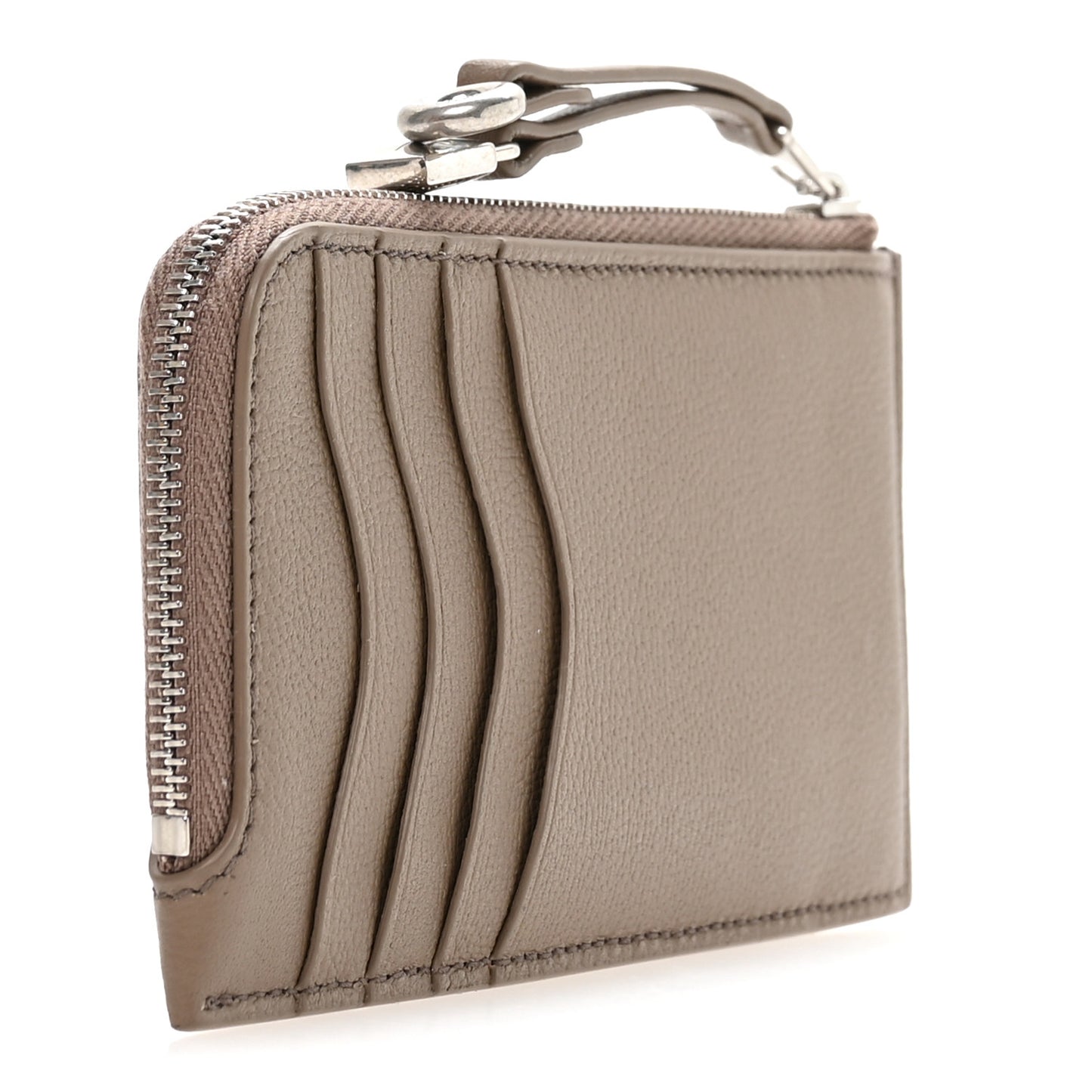 Grained Calfskin Extra Zip Pouch Warm Mastic