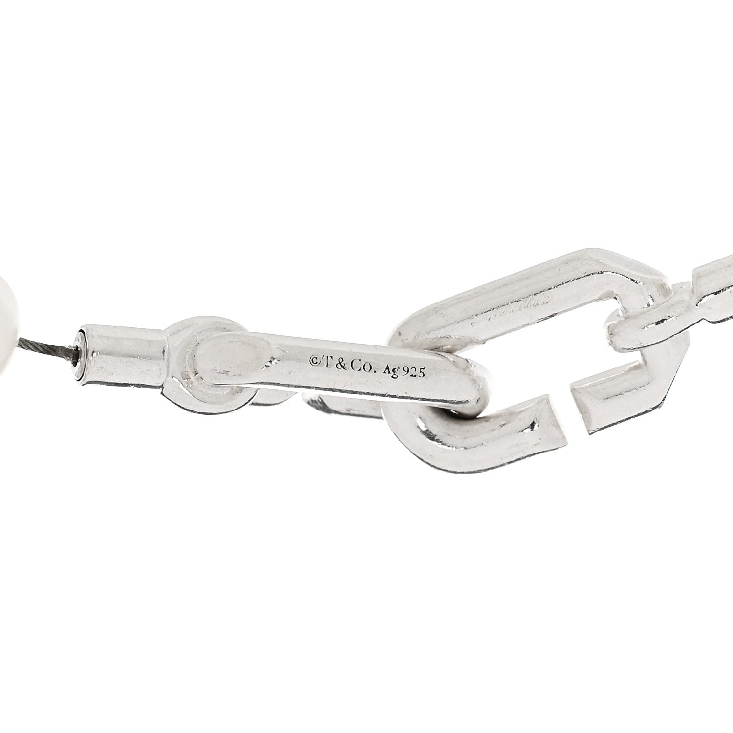 Tiffany Sterling Silver Pearl 5-6mm HardWear Bracelet 3 of 4