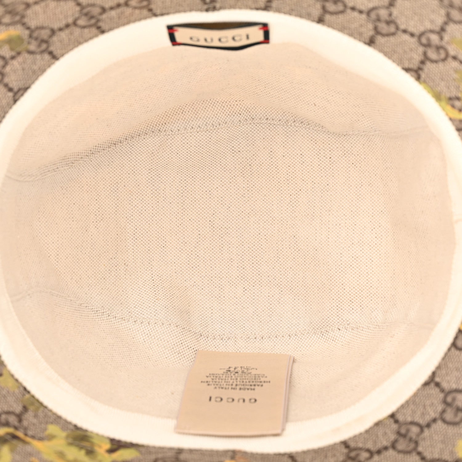 Gucci GG Supreme Monogram Azalea Calfskin Dusty Carnation Retro Interlocking G Bucket Hat Beige Ebony Multicolor 7 of 12