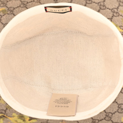 Gucci GG Supreme Monogram Azalea Calfskin Dusty Carnation Retro Interlocking G Bucket Hat Beige Ebony Multicolor 7 of 12