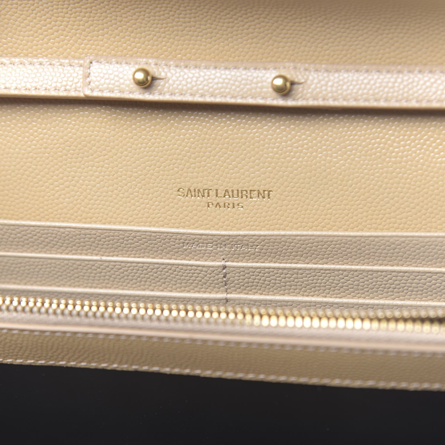 Saint Laurent Grain De Poudre Matelasse Chevron Monogram Chain Wallet Nude Powder 6 of 10