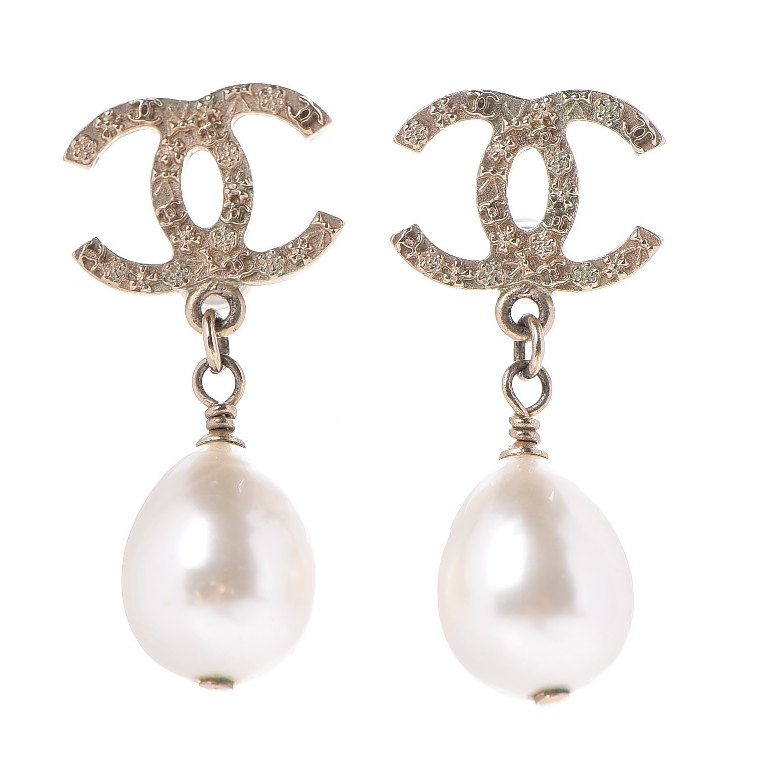 Chanel Pearl CC Drop Earrings Gold 1 of 4