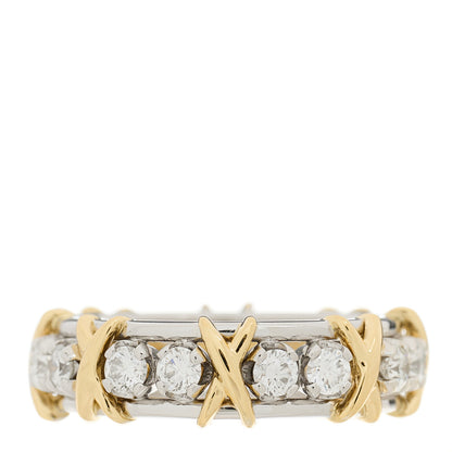 Tiffany Platinum 18K Yellow Gold Diamond Schlumberger Sixteen Stone Ring 55 7.25 1 of 6