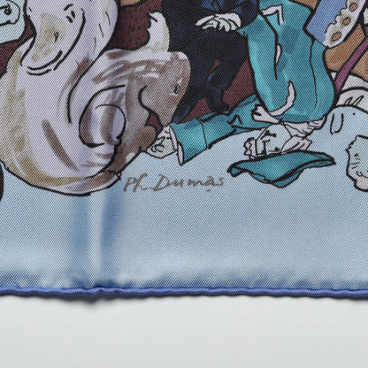 Hermes Silk Metamorphoses Par Paris Scarf 90 Argent Mauve Bleu 3 of 9