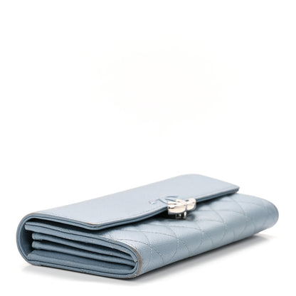 Chanel Grained Calfskin Quilted CC Box Flap Wallet Blue 4 of 13