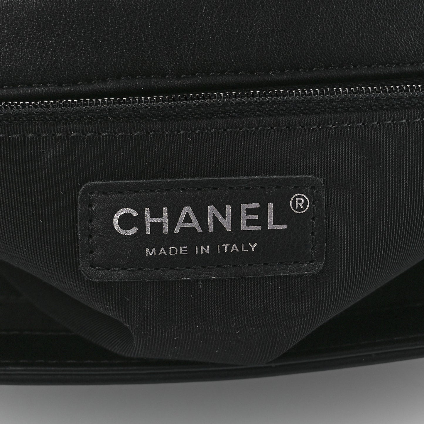 Calfskin Chevron Quilted Large Boy Flap Black