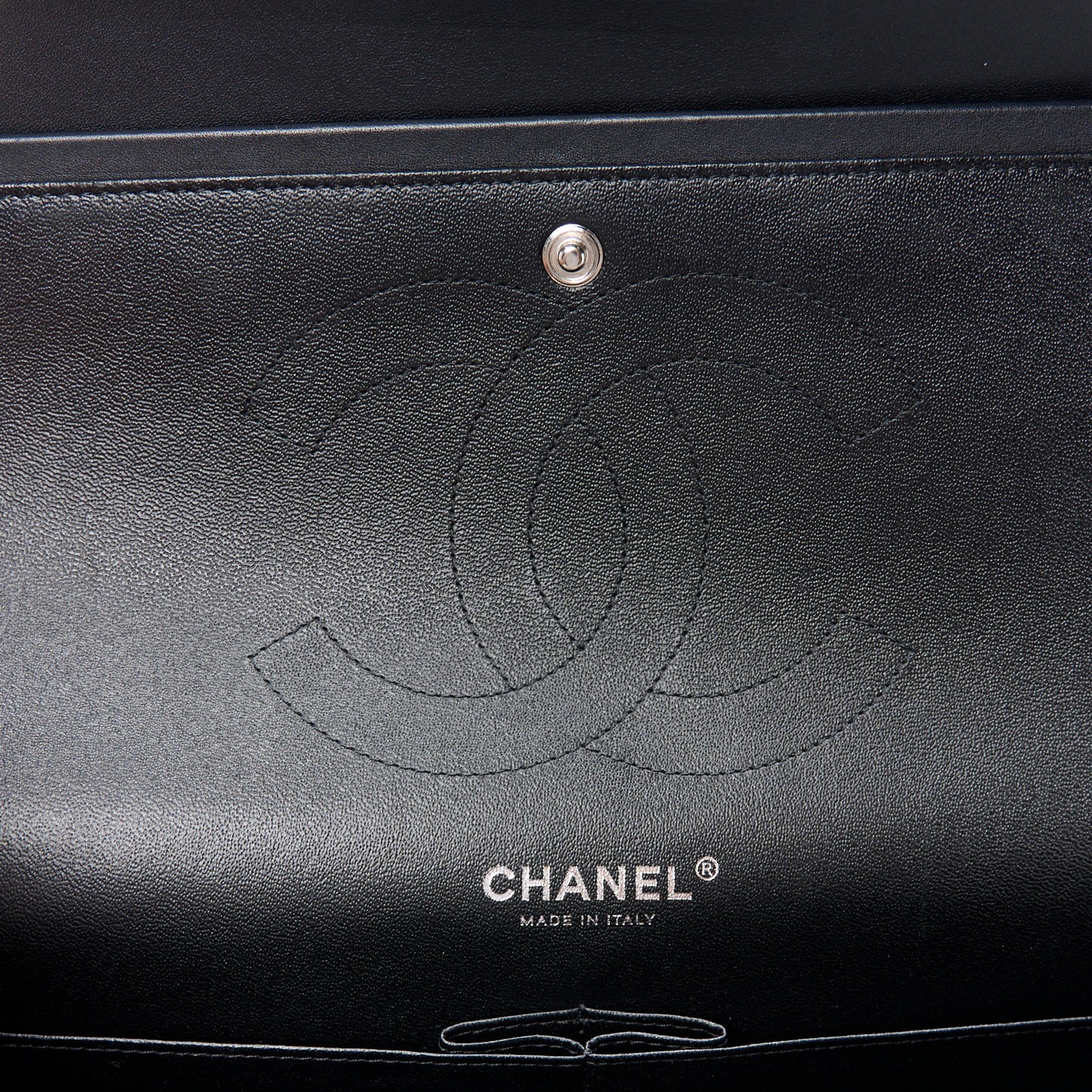Patent Quilted Jumbo Double Flap Black