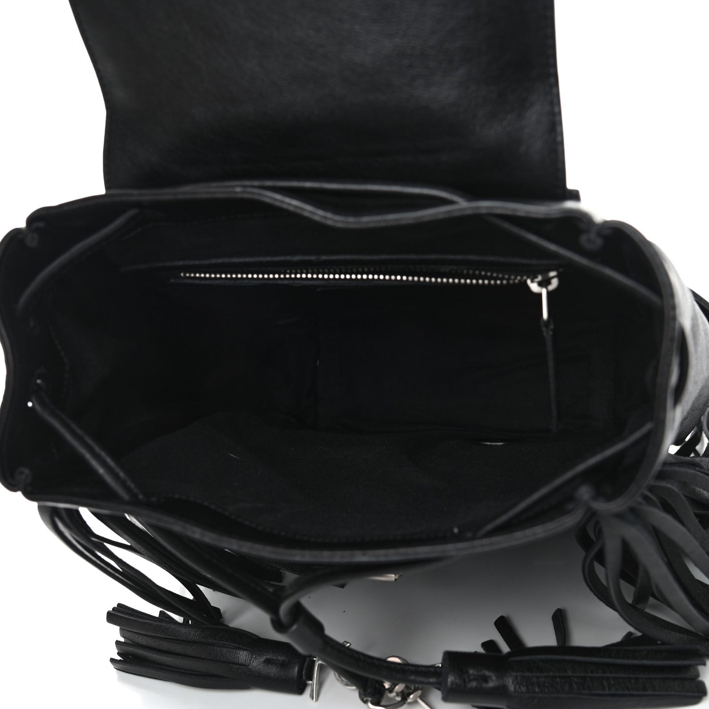 Calfskin Fringe Festival Backpack Black