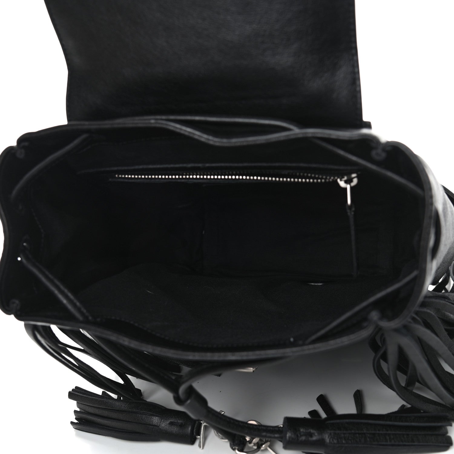Saint Laurent Calfskin Fringe Festival Backpack Black 4 of 8