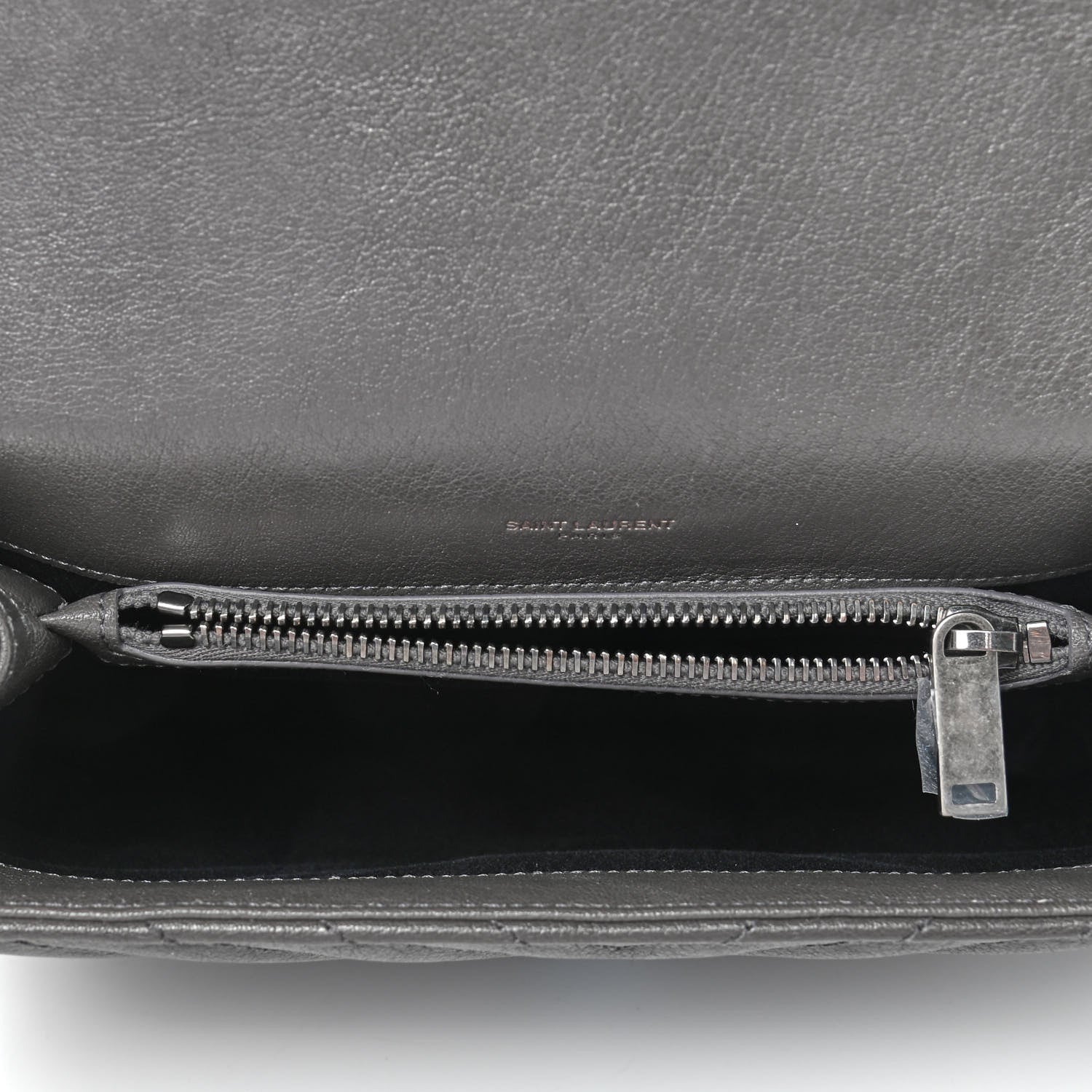 Saint Laurent Sheepskin Matelasse Chevron Monogram Medium College Bag Asphalt 4 of 4