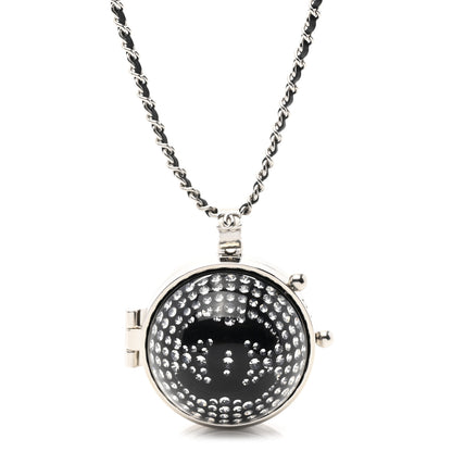 Chanel Metal CC Crystal Locket Necklace Black 4 of 8