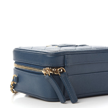 Chanel Caviar Quilted Small CC Filigree Vanity Case Dark Blue 7 of 8