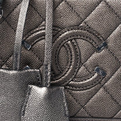Chanel Caviar Quilted Small CC Filigree Vanity Case Dark Silver 7 of 9