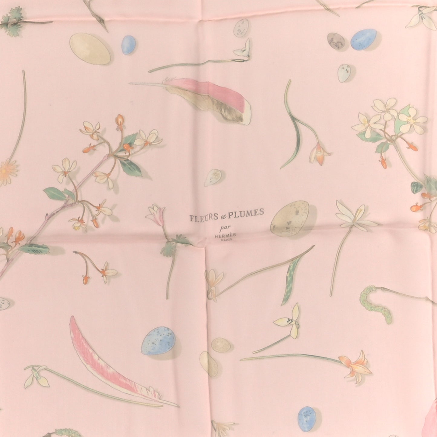 Silk Fleurs et Plumes Scarf 90 Pink
