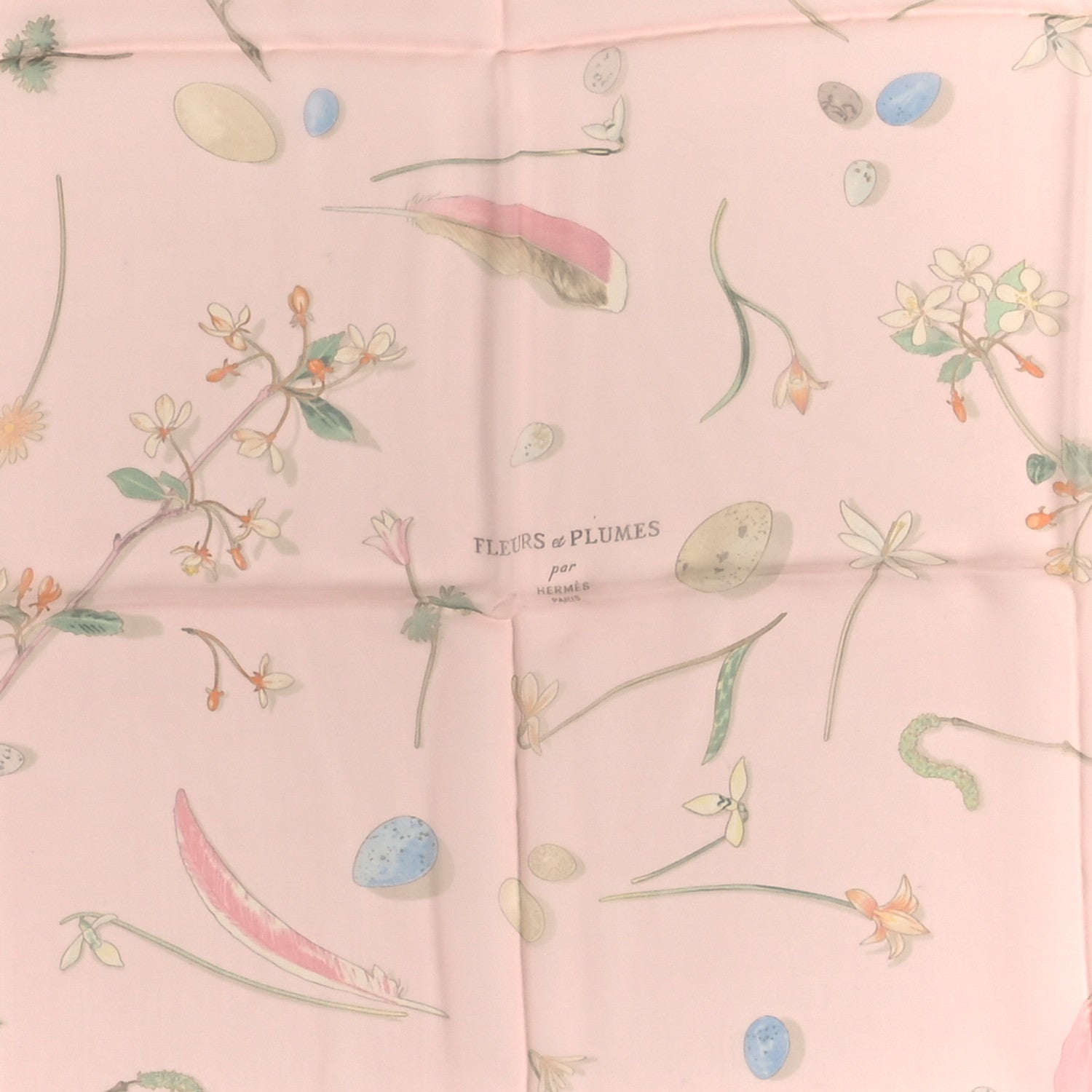 Hermes Silk Fleurs et Plumes Scarf 90 Pink 3 of 3