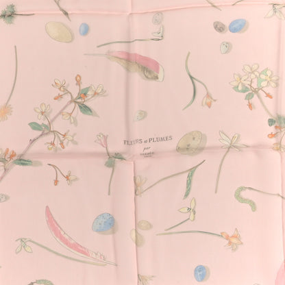 Hermes Silk Fleurs et Plumes Scarf 90 Pink 3 of 3