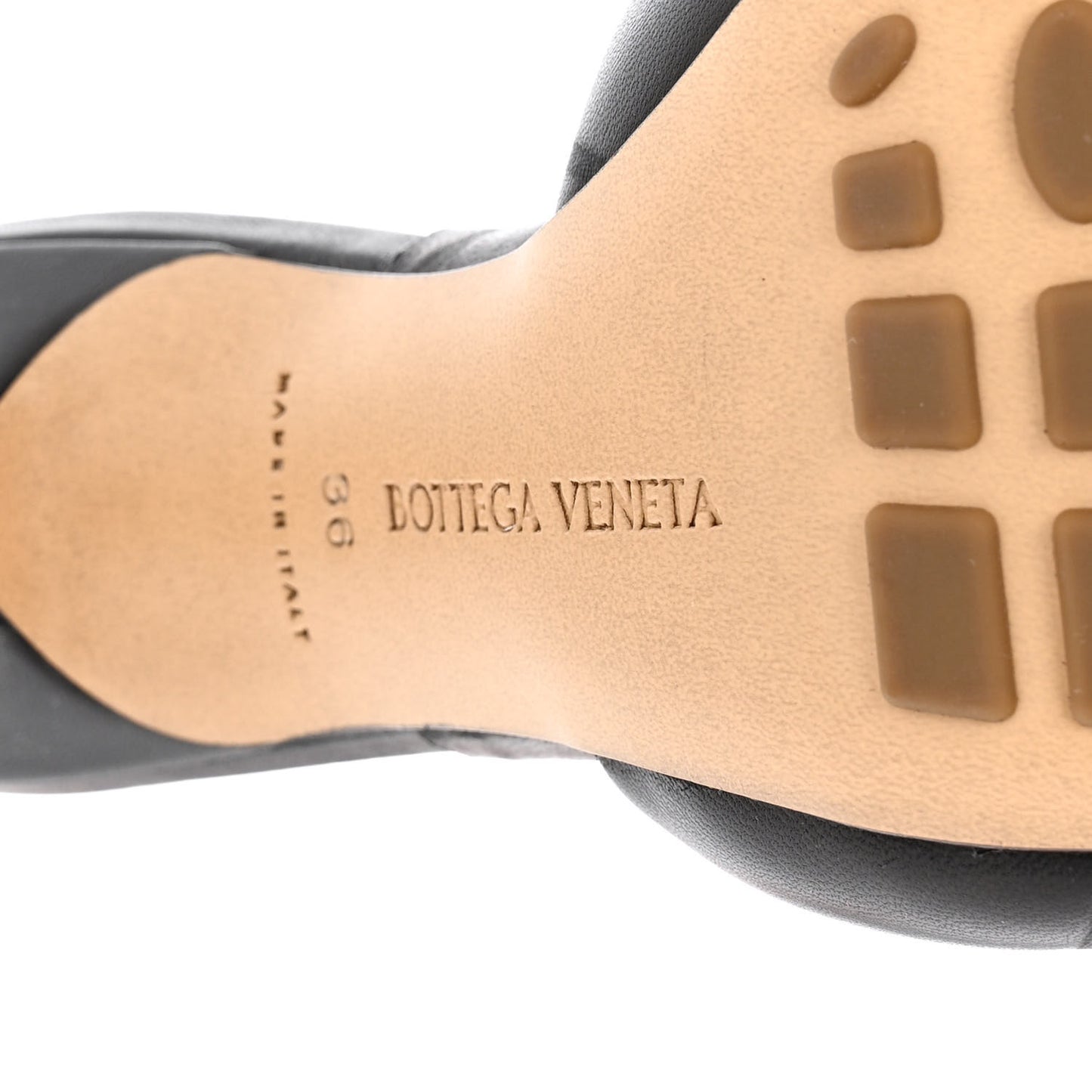 Nappa Quilted Rubber Lido Mule Sandals 36 Black