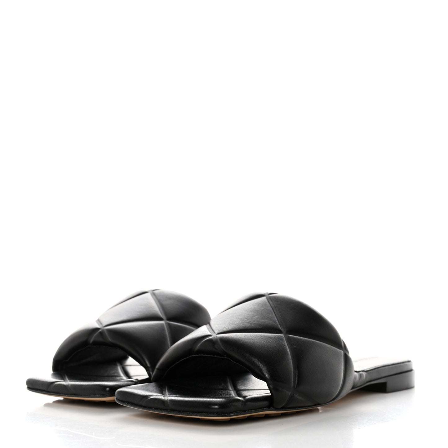 Nappa Quilted Rubber Lido Flat Sandals 37 Black