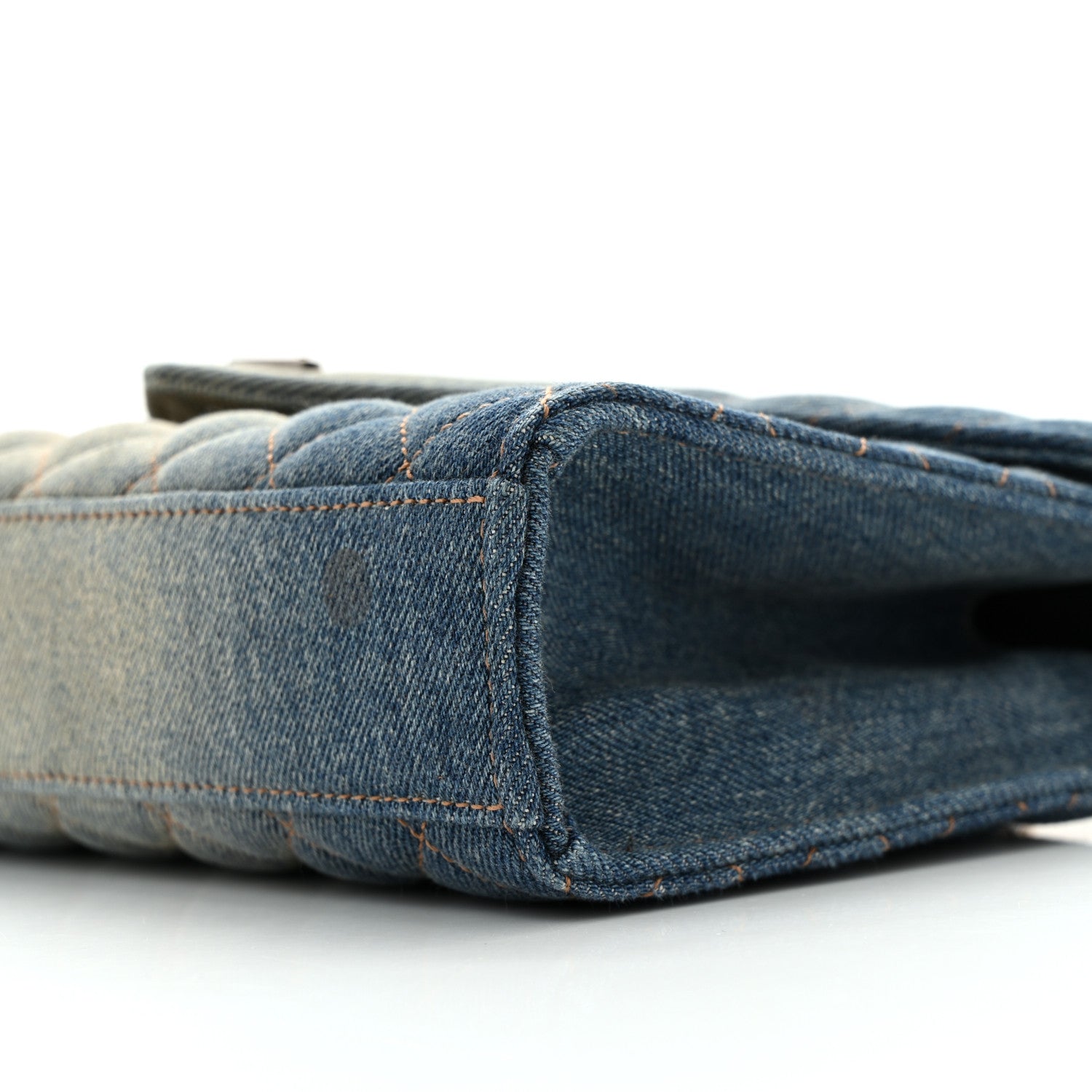 Saint Laurent Denim Mixed Matelasse Triquilt Medium Monogram Envelope Satchel Blue 10 of 13