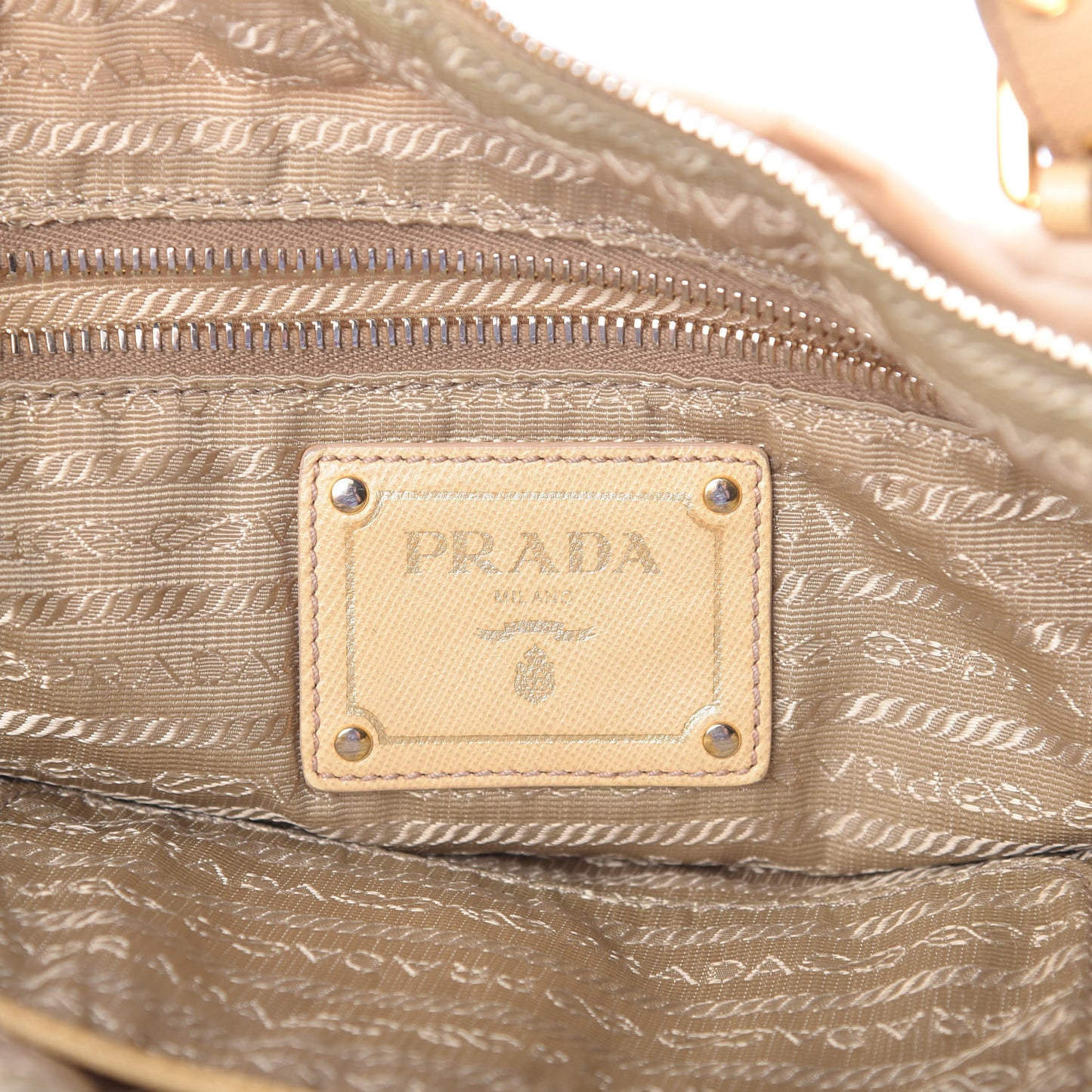 Tessuto Nylon Nappa Shoulder Bag Beige