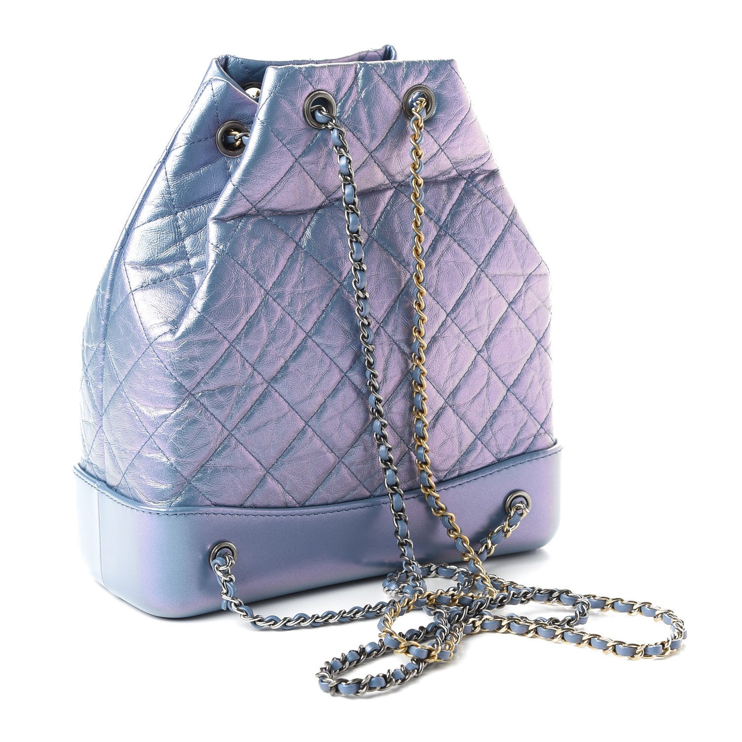 Iridescent Lambskin Calfskin Quilted Gabrielle Backpack Light Purple