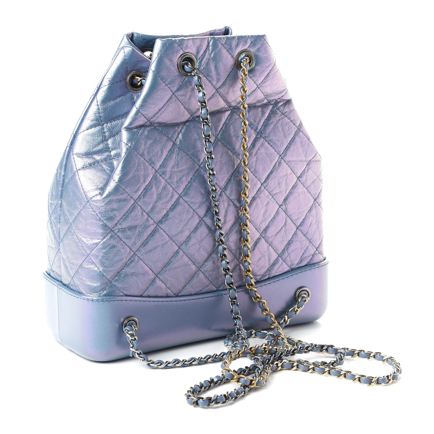 Chanel Iridescent Lambskin Calfskin Quilted Gabrielle Backpack Light Purple 2 of 9