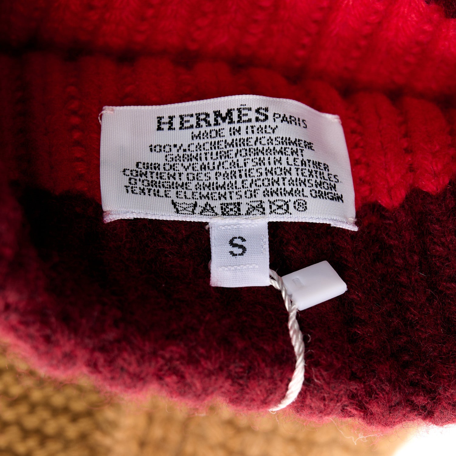 Hermes Cashmere Detroit Beanie Hat S Beige Bordeaux 4 of 4