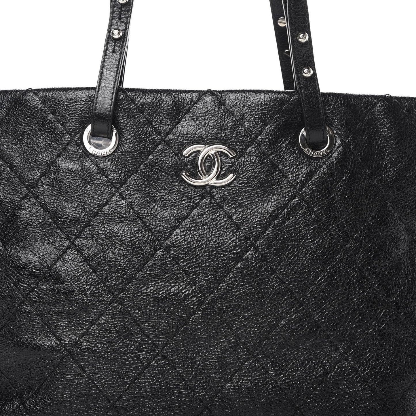 Glazed Calfskin Large On The Road Tote Black